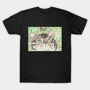 Bengal kitten and the butterfly watercolor painting T-Shirt